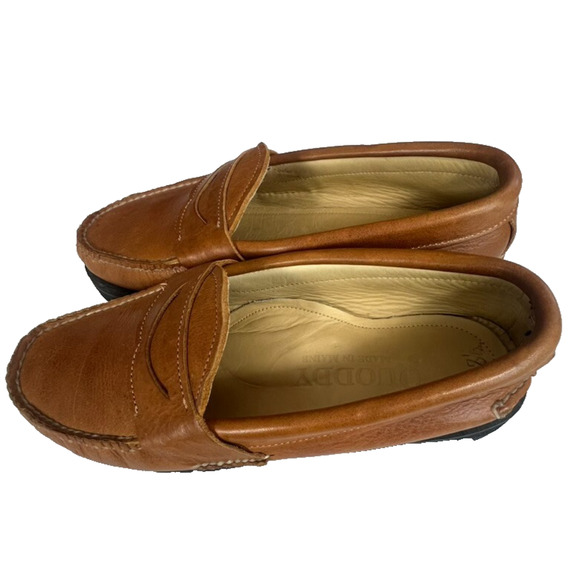 Quoddy Penny Loafers Womens 8.5 Brown Leather Slip On Chunky Sole Made In Italy - Picture 4 of 9